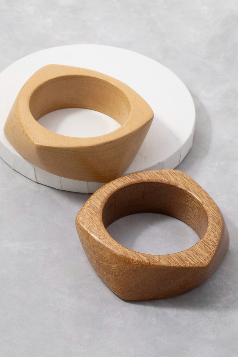 Bulky Wooden Bangle Bracelet
