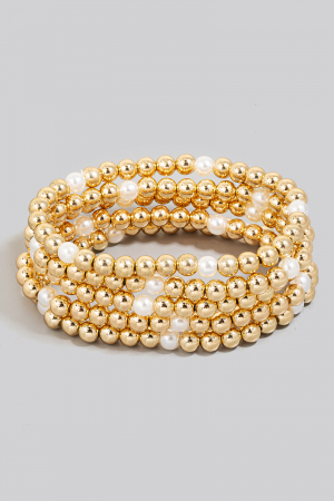 Metallic And Pearly Beaded Bracelet Set