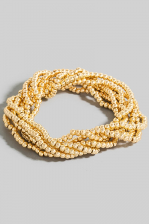 7Pc Mini Metallic Beaded Bracelet Set