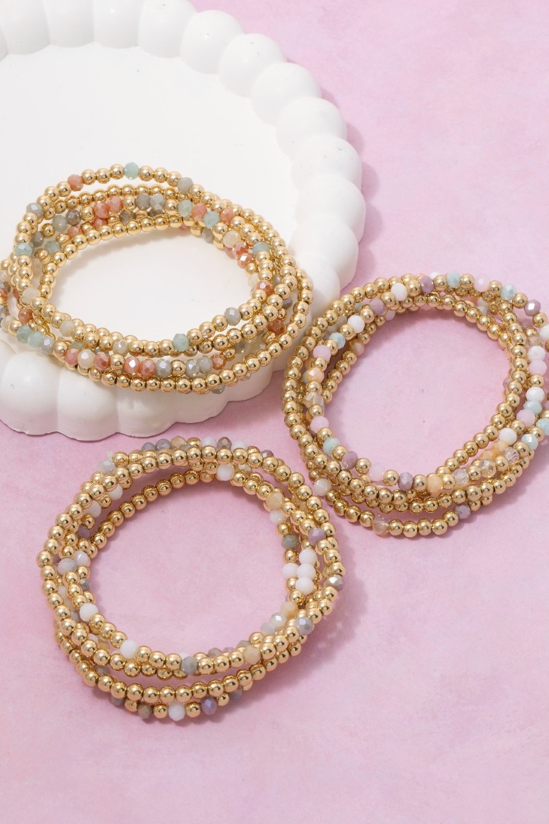 Metallic And Faceted Beaded Bracelet Set