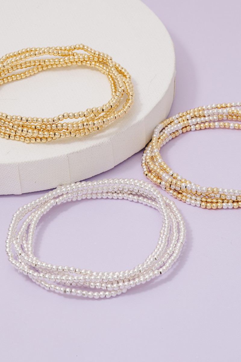 Mini Metallic Beaded Bracelet Set