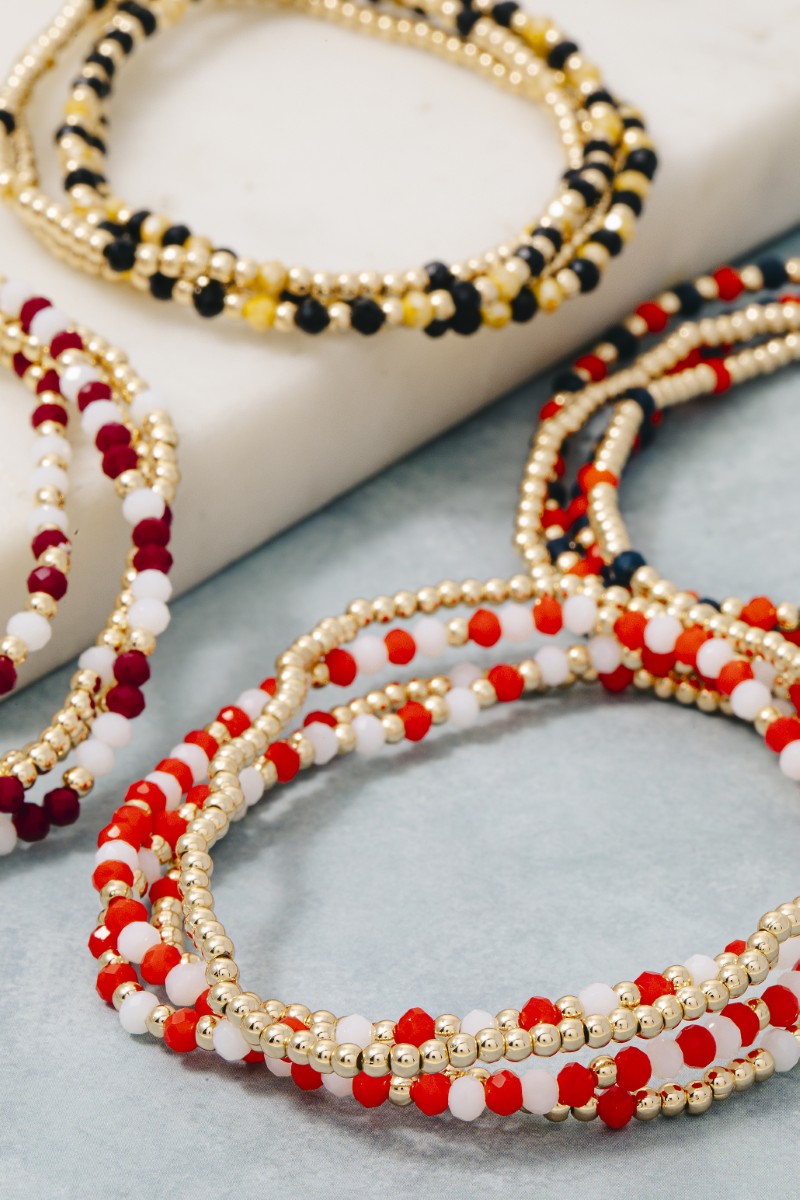 Colorful Game Day Beaded Bracelet Set