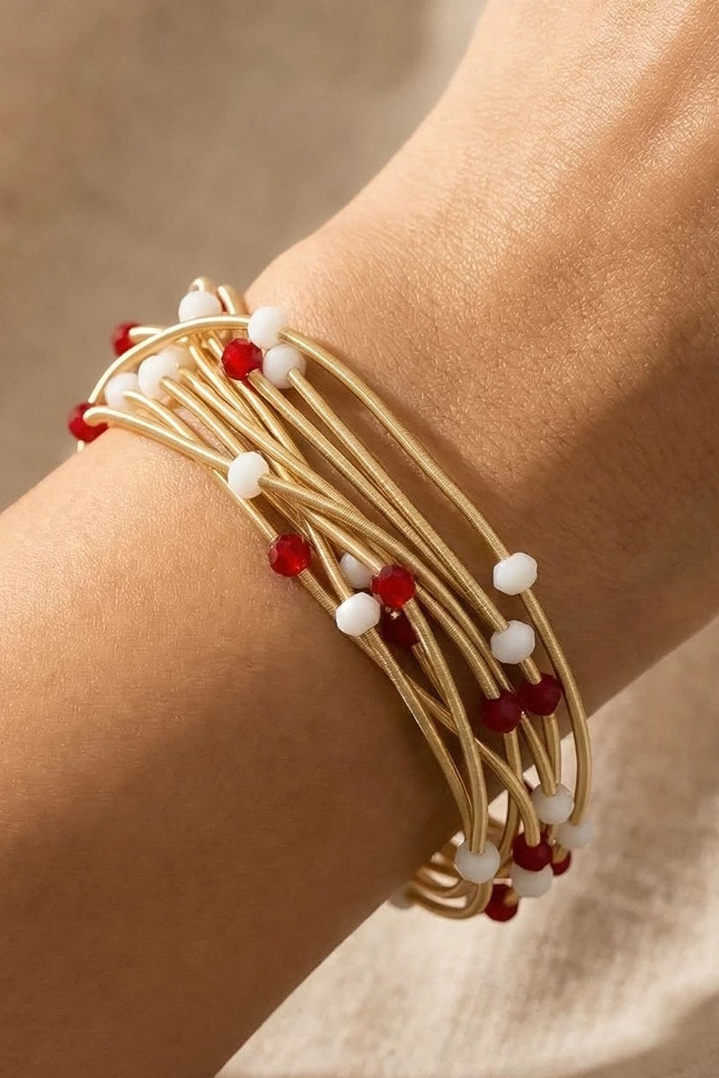 Game Day Beads Metallic Elastic Bracelet Set