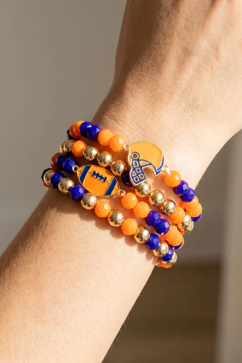 Enamel Football Charm Crystal Bead Bracelet