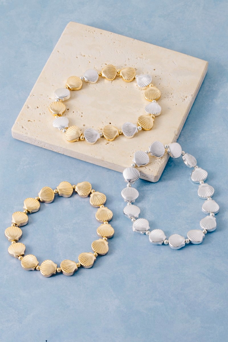 Metallic Sea Shells Elastic Bracelet
