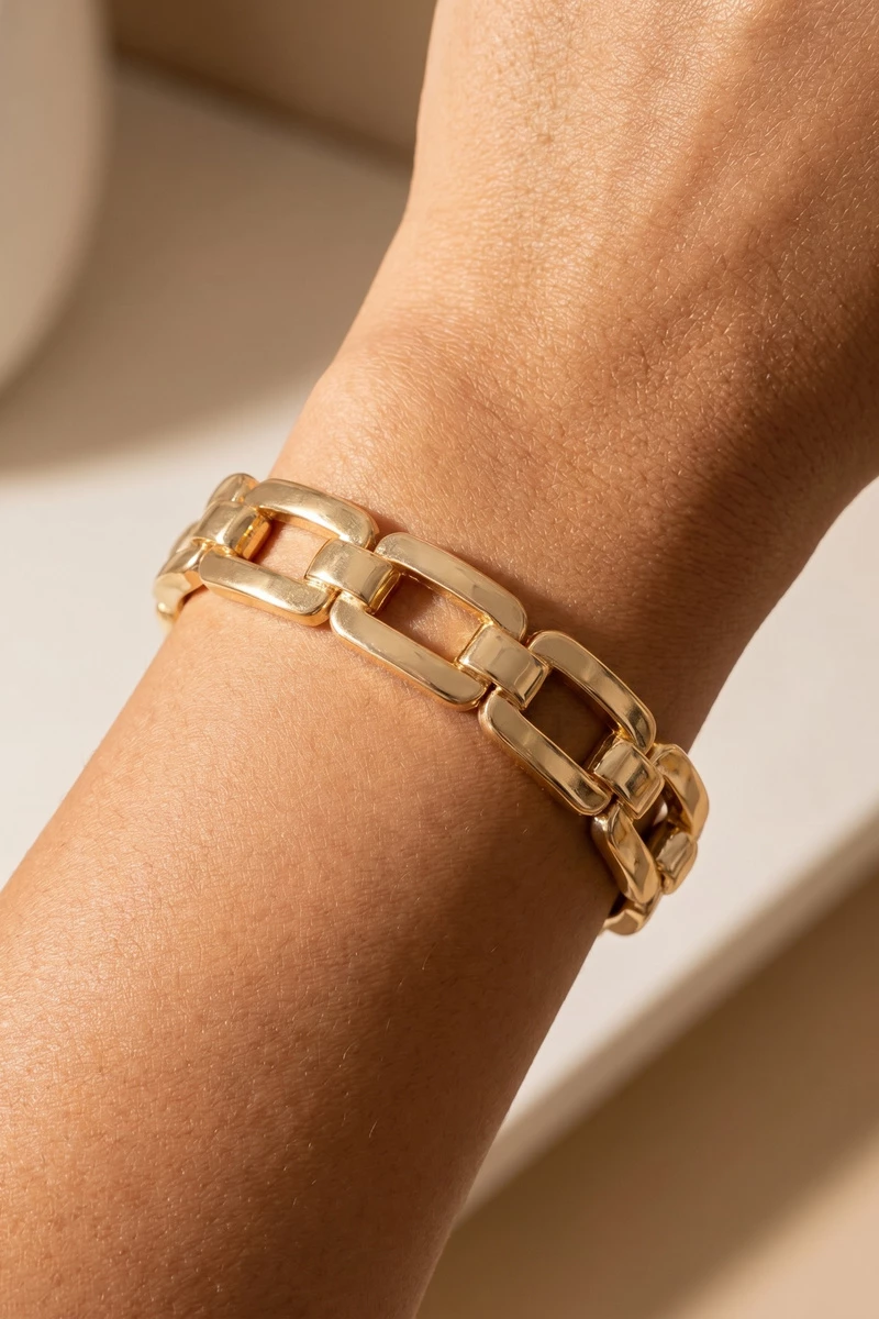 Chunky Square Open Link Stretch Bracelet