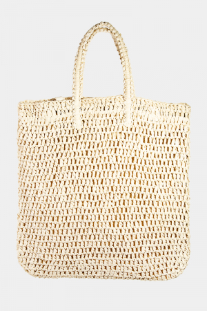 Straw Braided Square Tote Bag