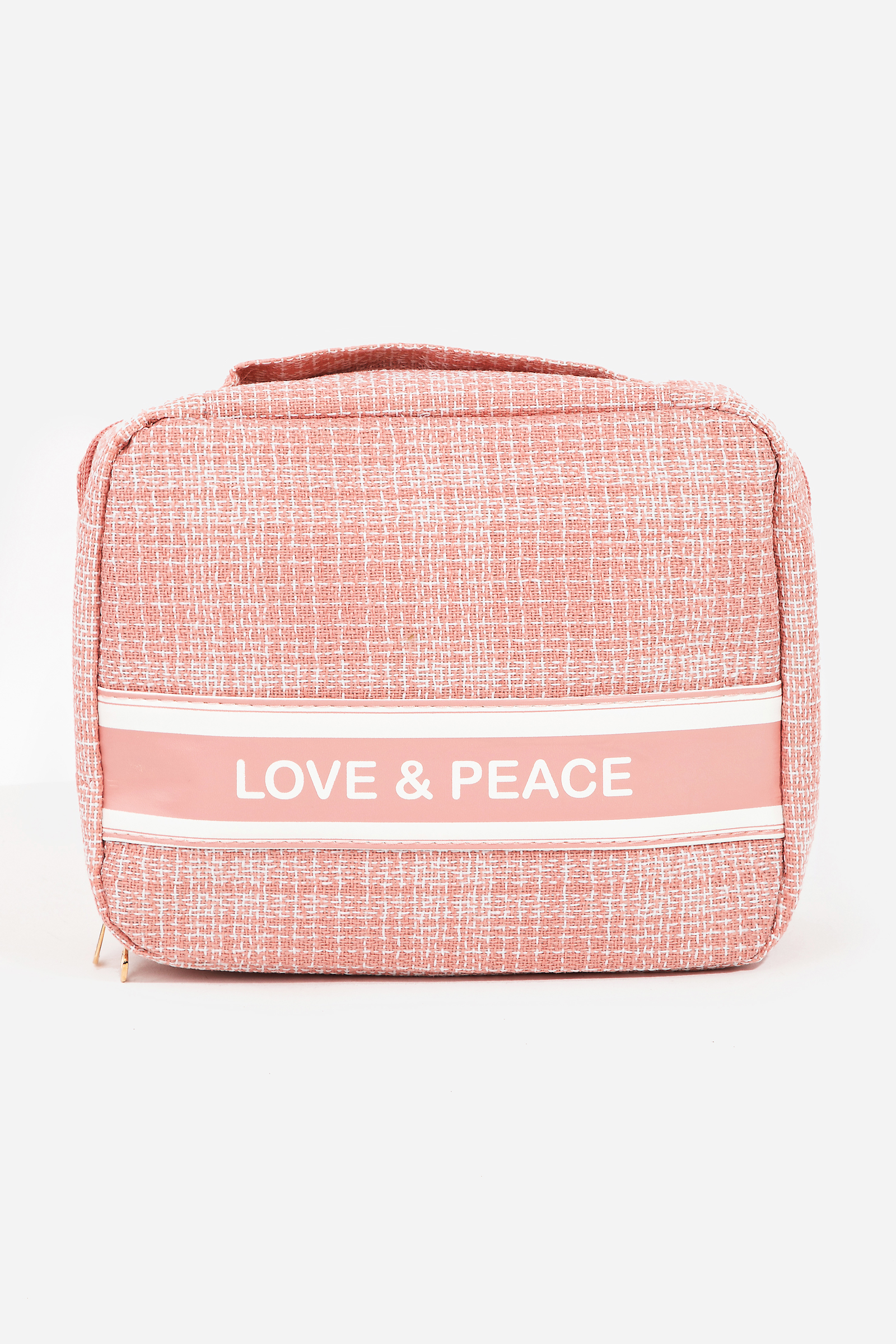 Love And Peace Striped Cosmetic Bag