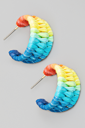 Raffia Braid Open Hoop Earrings