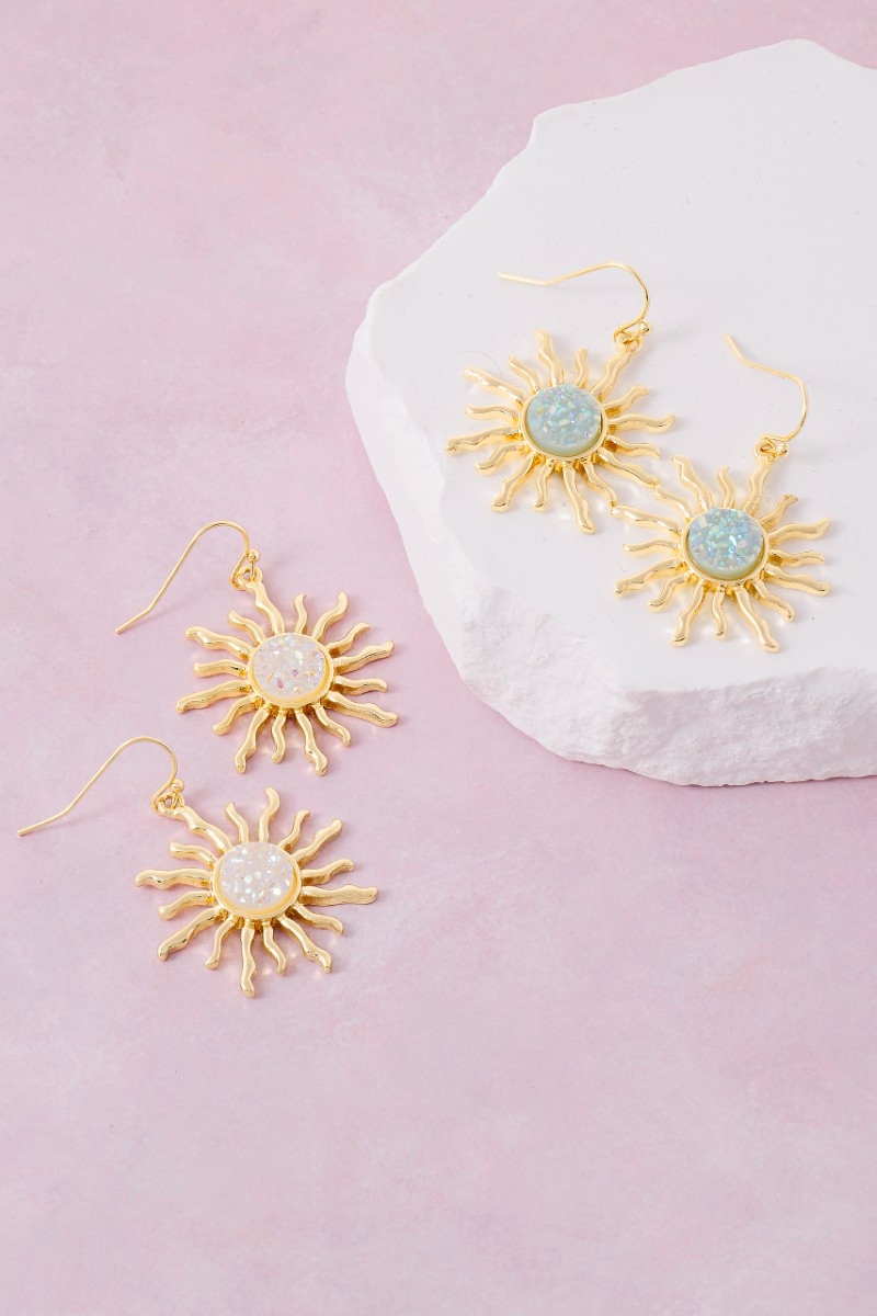 Glitter Resin Sun Dangle Earrings