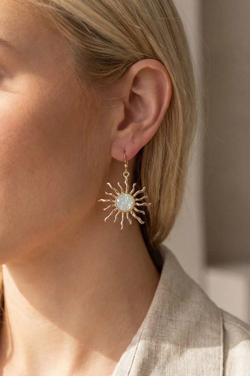 Glitter Resin Sun Dangle Earrings