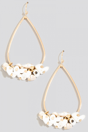 Pebble Stone Charms Tear Dangle Earrings