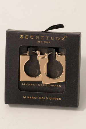 Gold Dipped Circle Cut Out Square Hoop Earrings