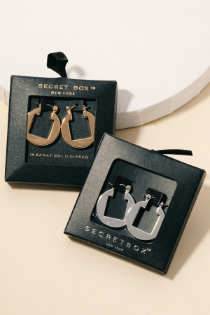 Gold Dipped Square Cut Out Hoop Earrings