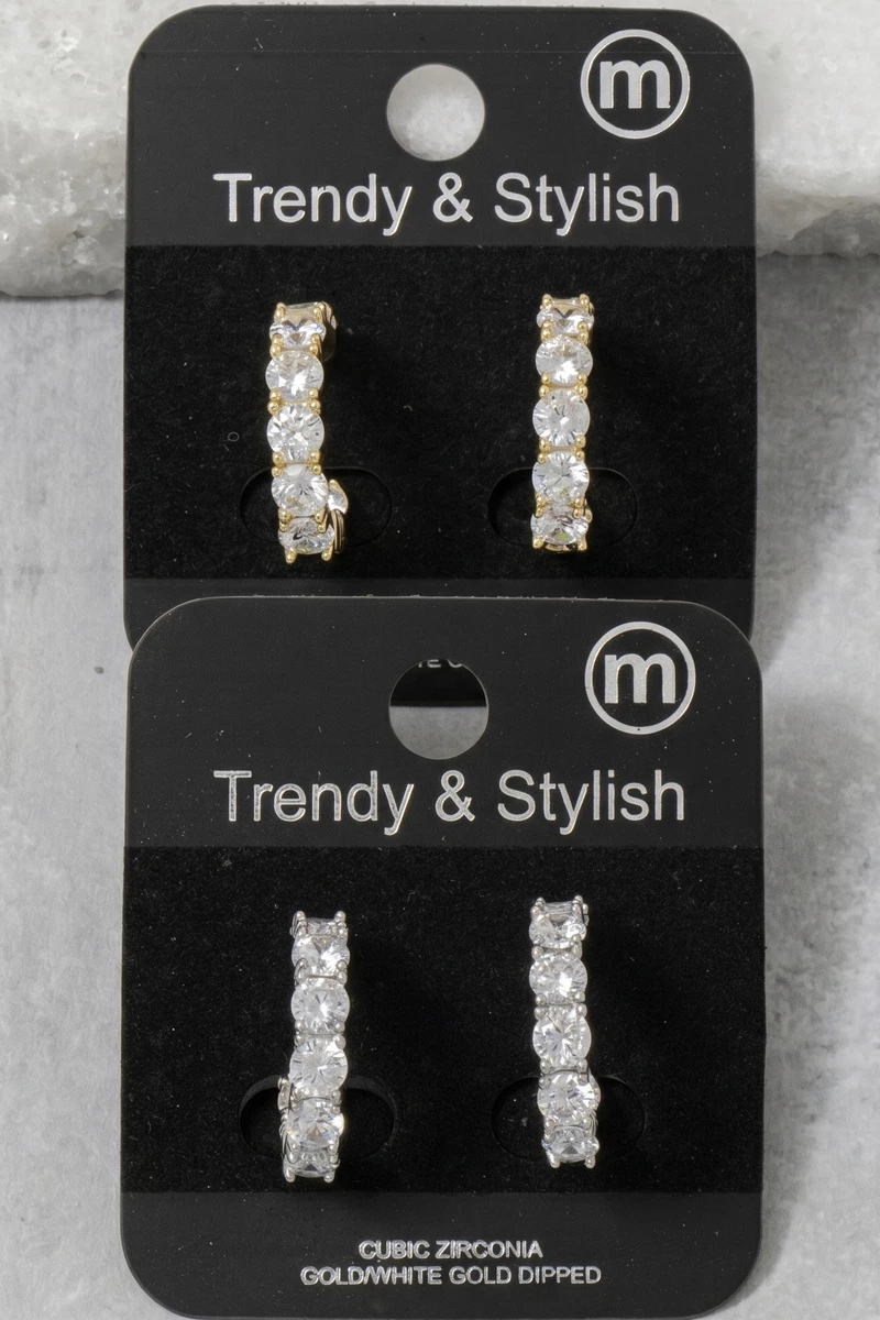 Graduated Round Cz Hoop Earrings
