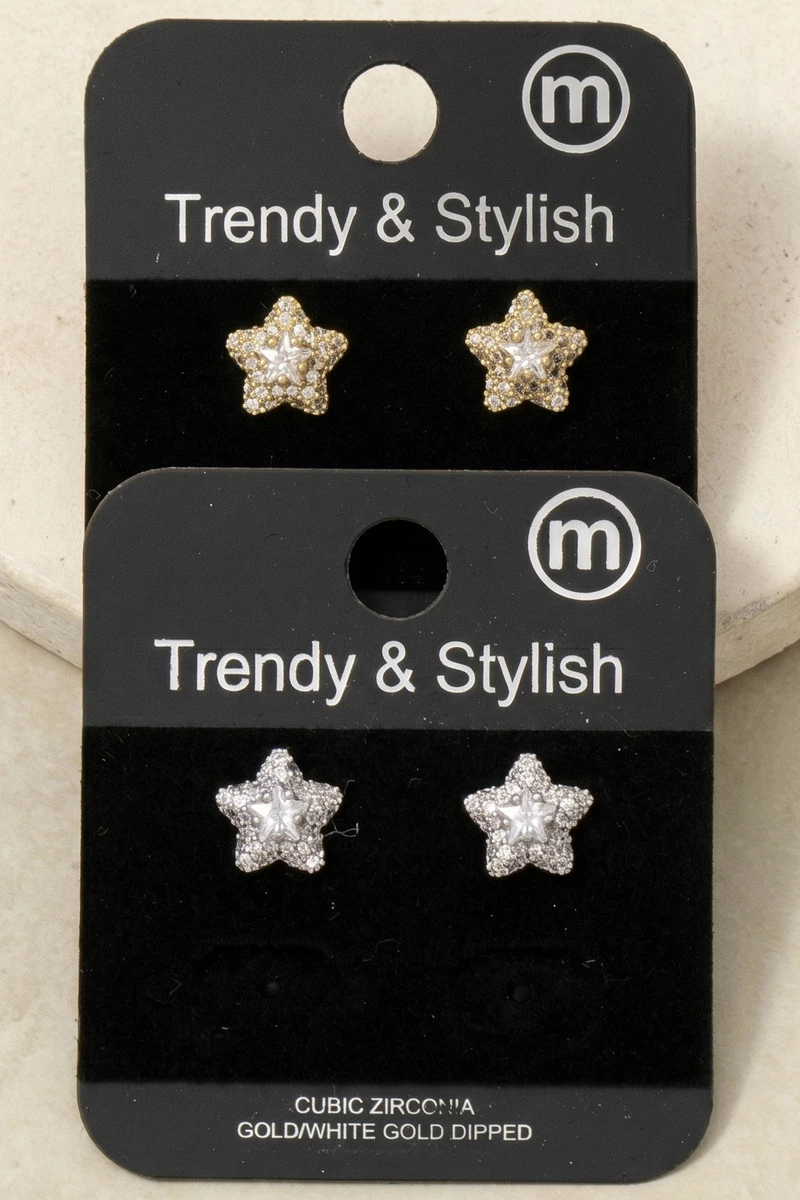 Pave Star Cz Stud Earrings