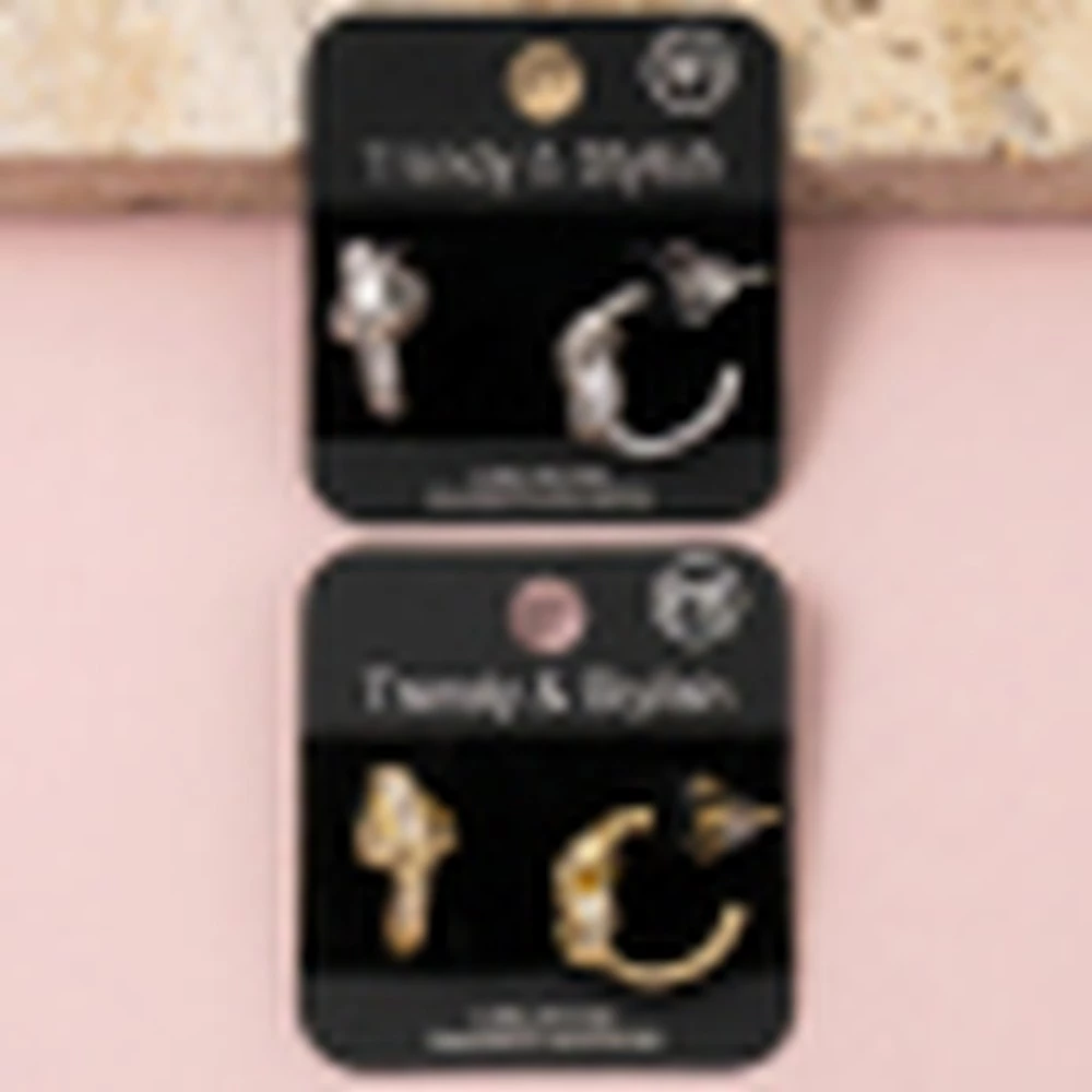 Baguette Cz Twisted Knot Hoop Earrings