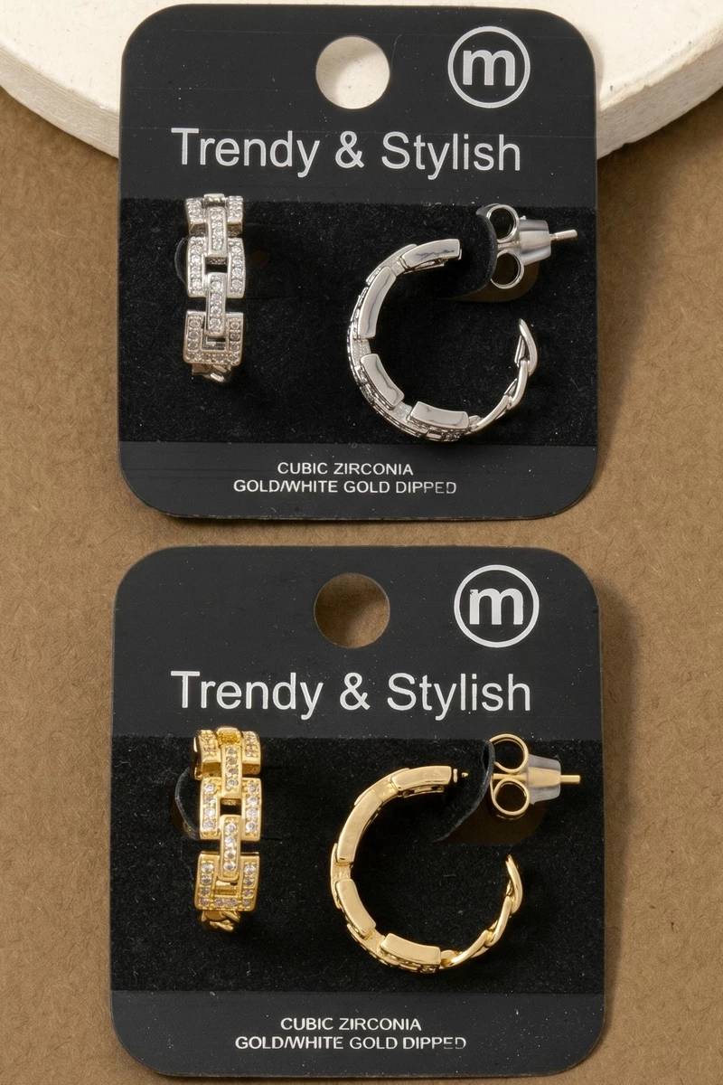 Pave Chain Link Cz Earrings