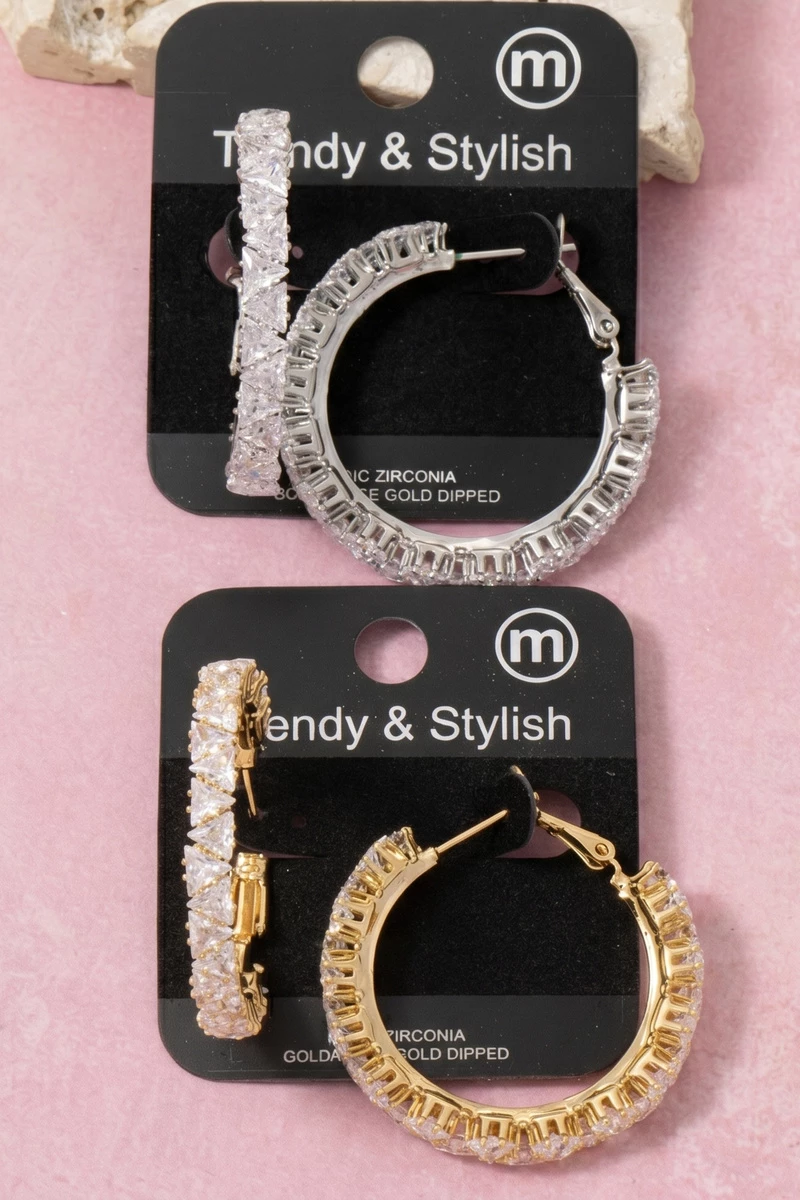 Cluster Cz Statement Hoop Earrings