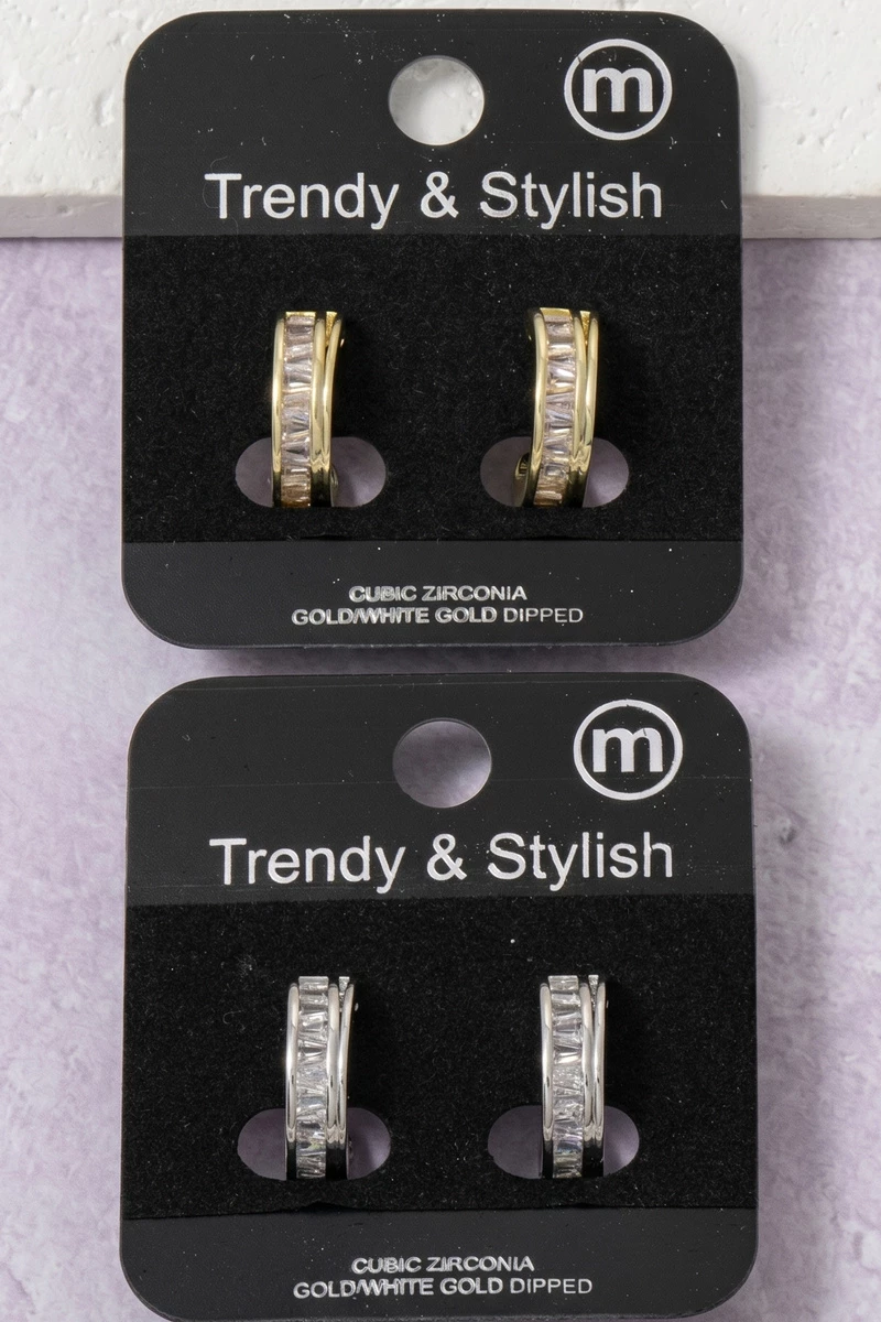 Princess Cut Cz Huggie Hoop Earrings