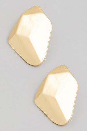 Metallic Geometric Shield Drop Earrings
