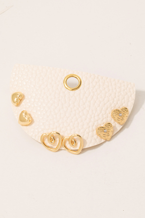 3Pc Mixed Heart Stud Earrings Set