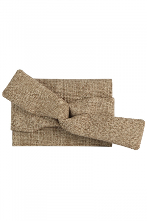 Linen Bow Bifold Clutch Bag