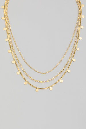 Mini Metallic Disc Charms Layered Necklace