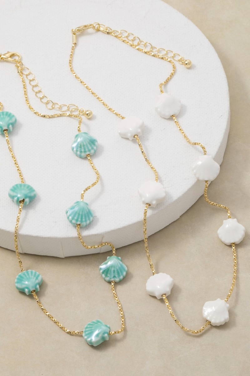 Sealife Ceramic Seashell Station Necklace
