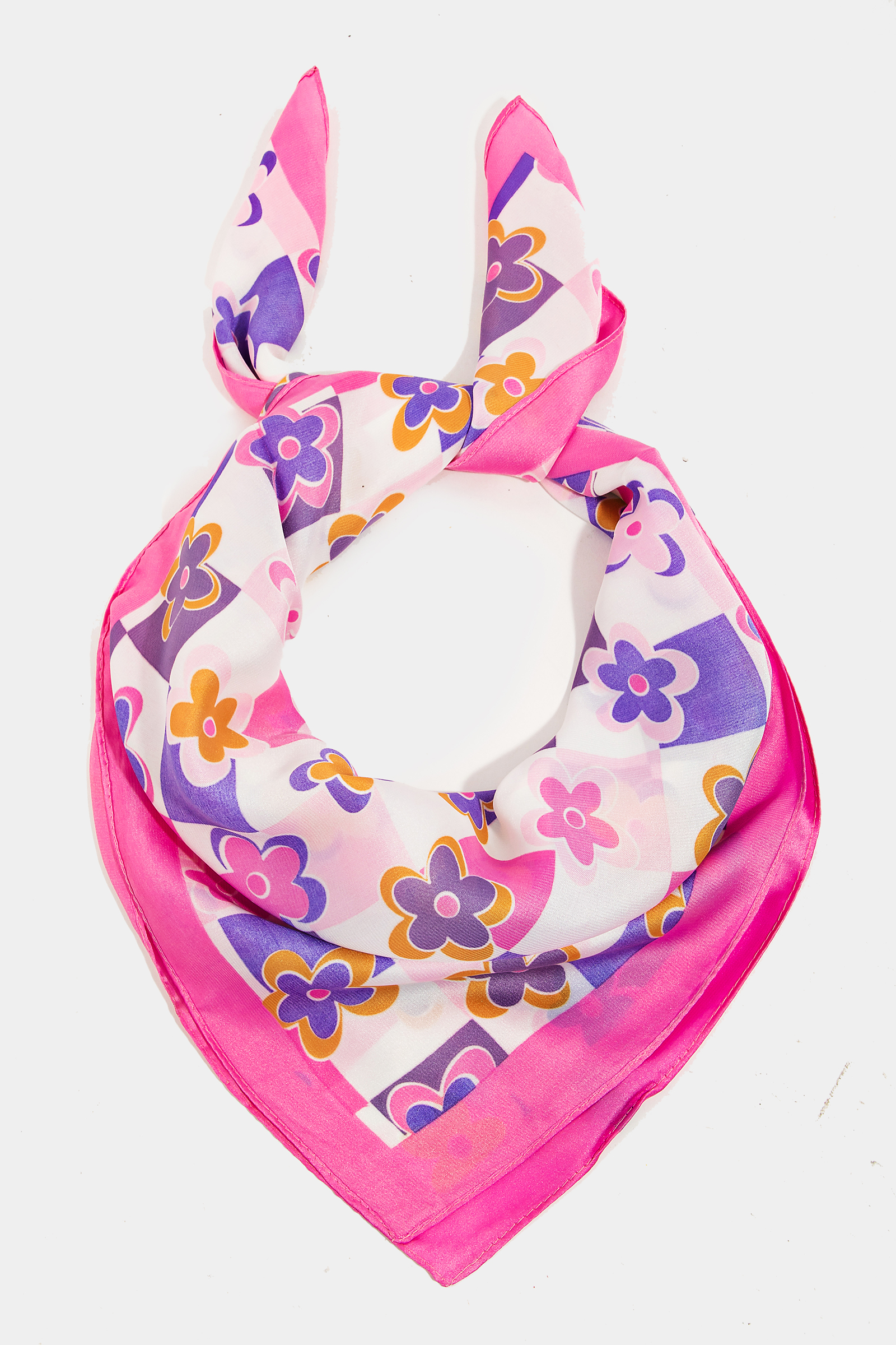 Flower Print Square Bandana Scarf