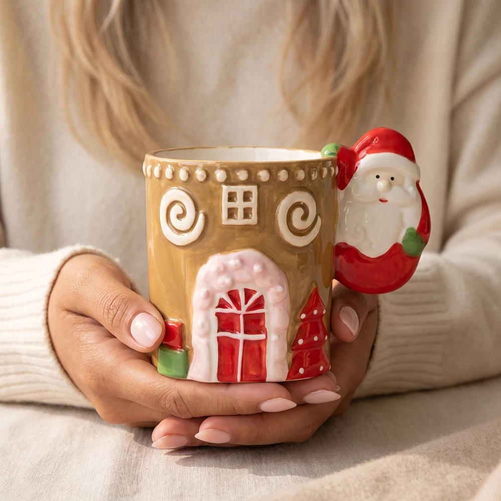 Santa Gingerbread House Ceramic Mug