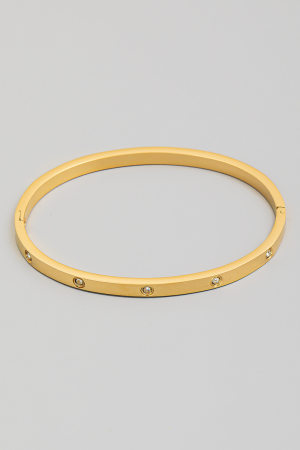 Studded Metallic Solid Clasp Bracelet