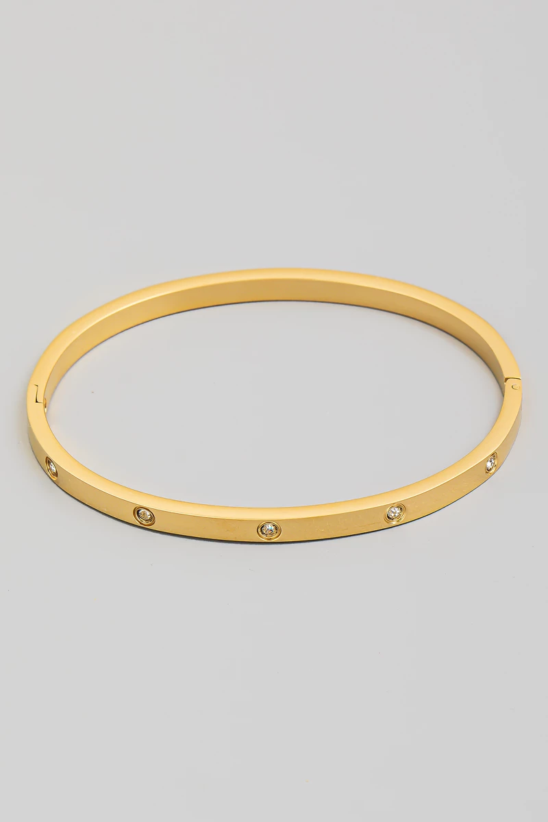 Studded Metallic Solid Clasp Bracelet