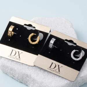 Polished Cz Accent Huggie Hoop Earrings