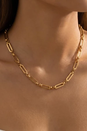 Stainless Steel Dainty Oval Chain Link Necklace
