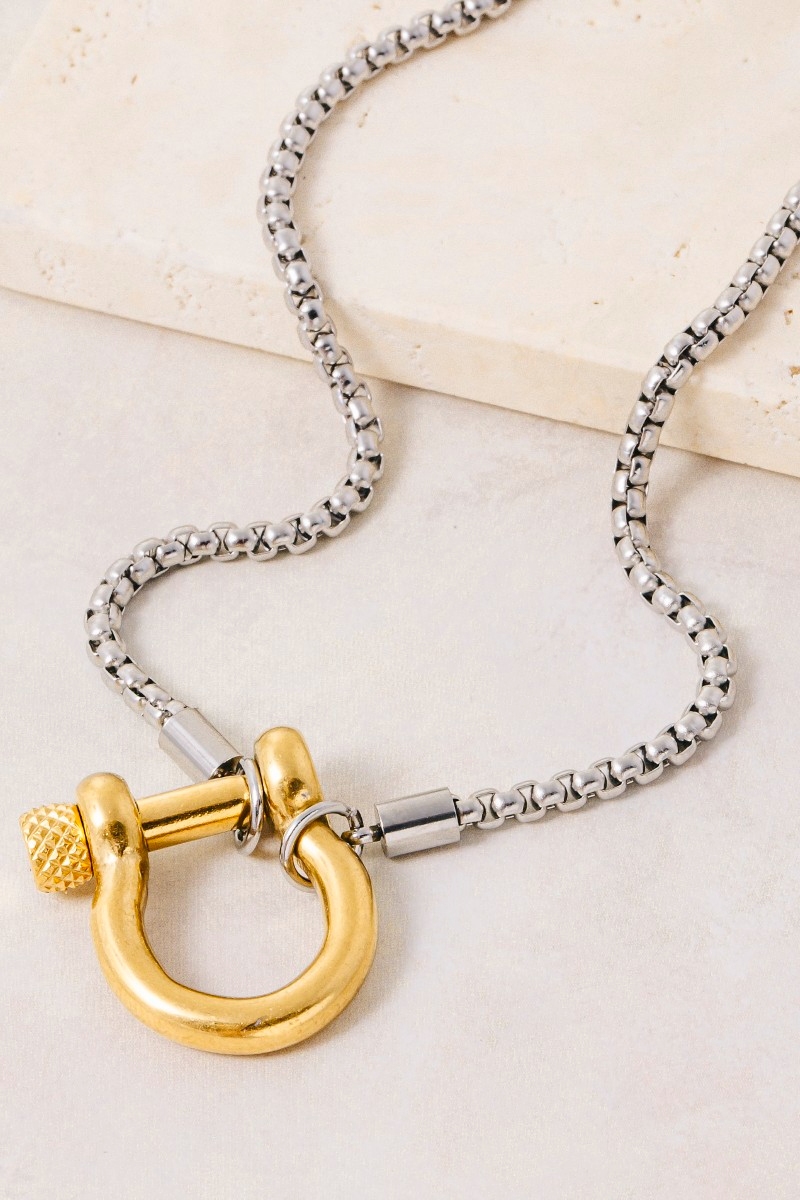 Stainless Steel Two Tone Chain Link Necklace