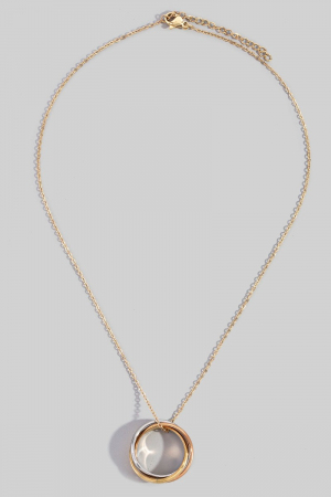 Stainless Steel Two Tone Rings Pendant Necklace