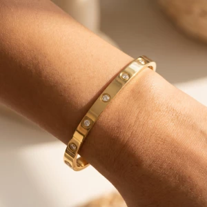 Flush Set Cz Station Hinged Bangle Bracelet