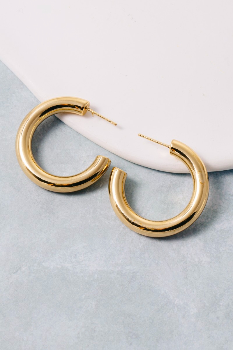 Gold Dipped Large Chunky Tube Hoop Earrings
