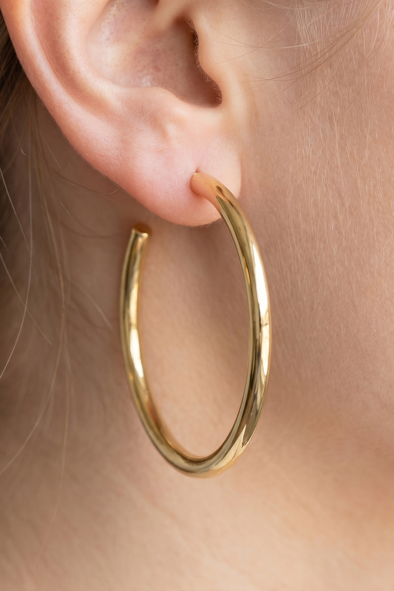 14K Gold Dipped Large Open Hoop Earrings