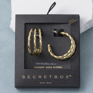14K Gold Dipped Twisted Triple Hoop Earrings
