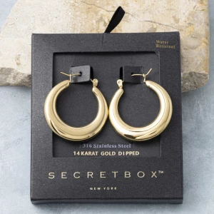 14K Gold Dipped Chunky Dome Hoop Earrings