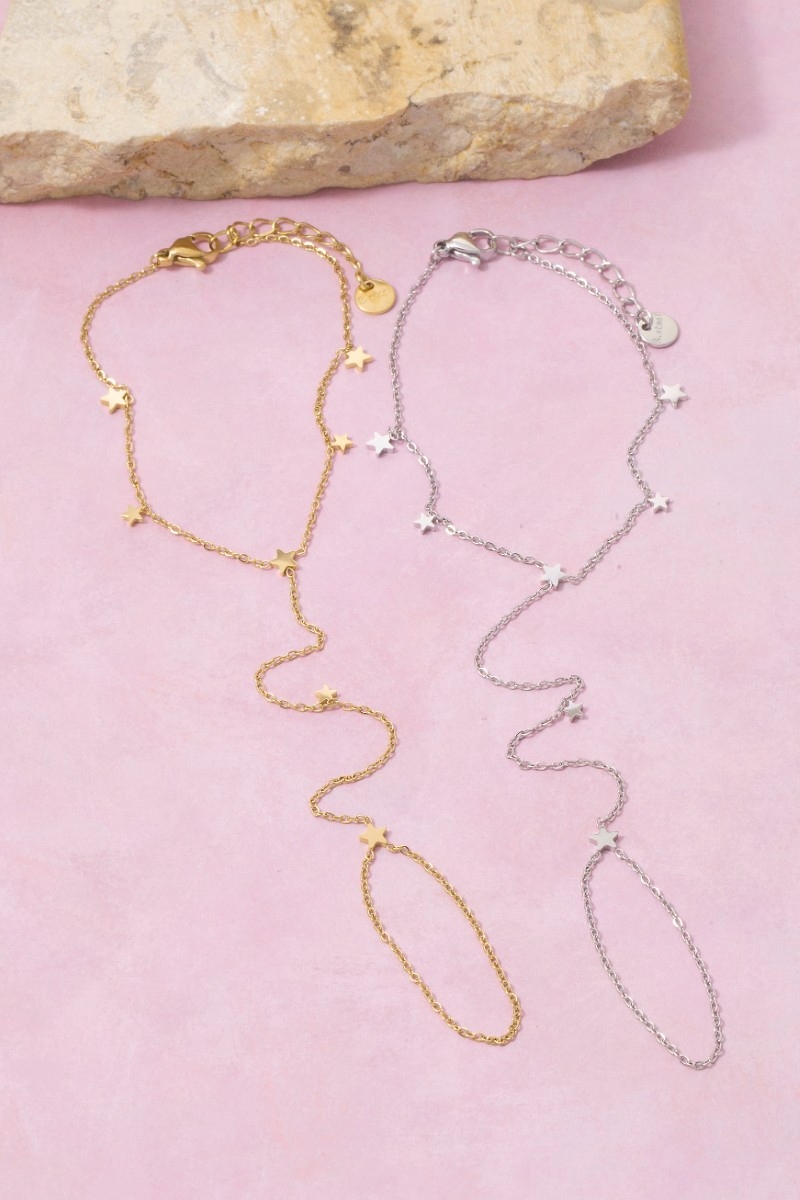 Star Charm Hand Chain Finger Ring Bracelet