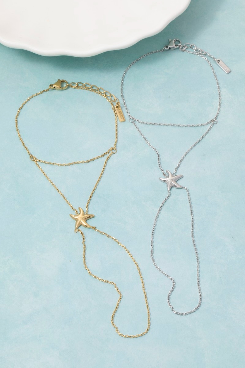 Starfish Hand Chain Finger Ring Bracelet