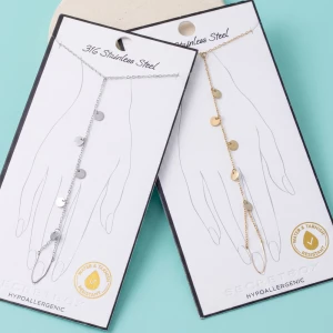 Stainless Steel Dangling Disc Hand Chain Bracelet