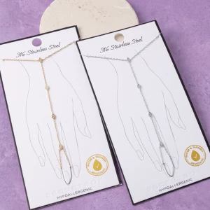 Stainless Steel Kite Cz Hand Chain Bracelet