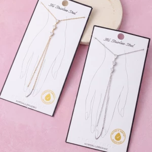 Stainless Steel Pear Cz Drop Hand Chain Bracelet