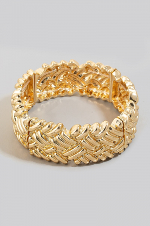 Intricate Solid Metallic Weave Elastic Bracelet