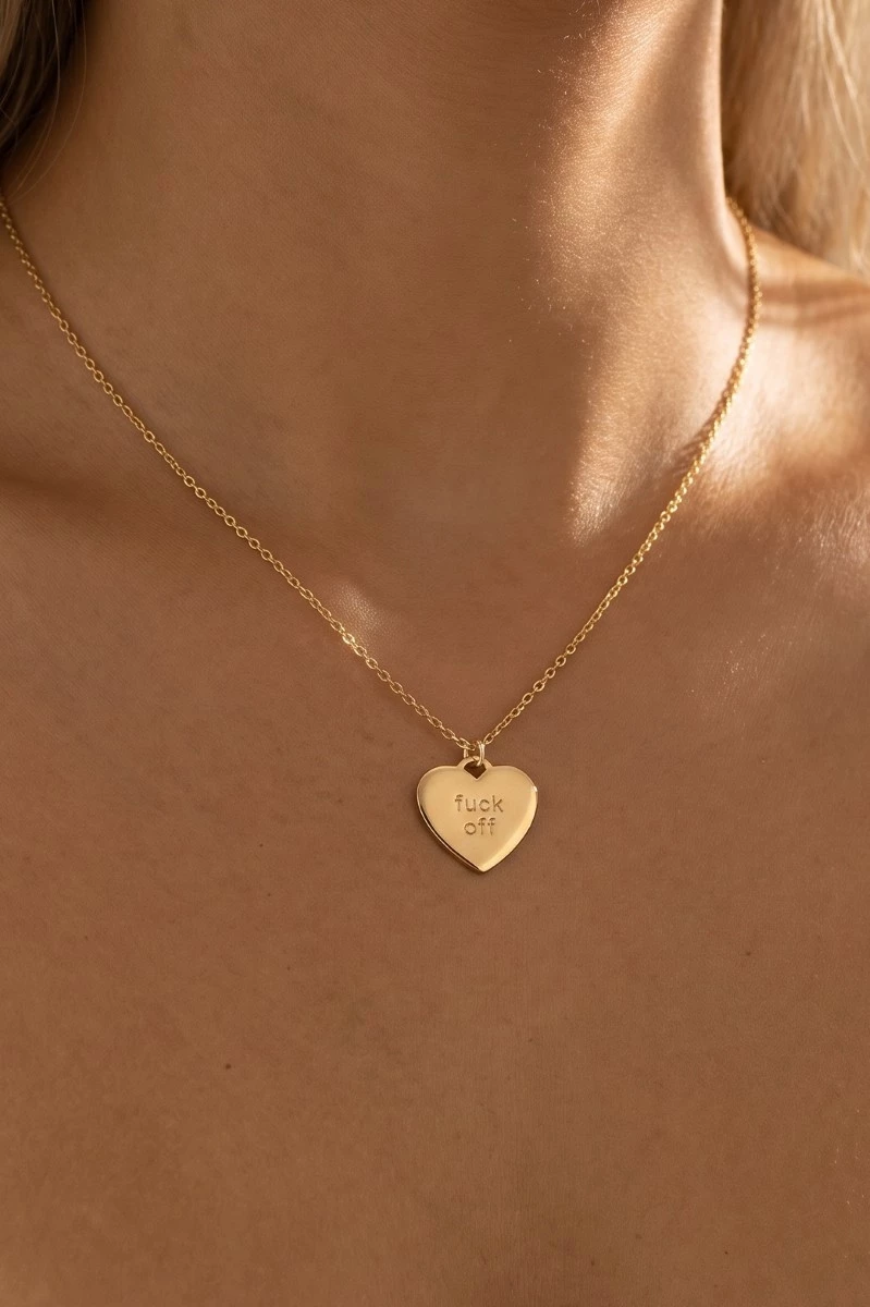 Fuck Off Heart Pendant Necklace