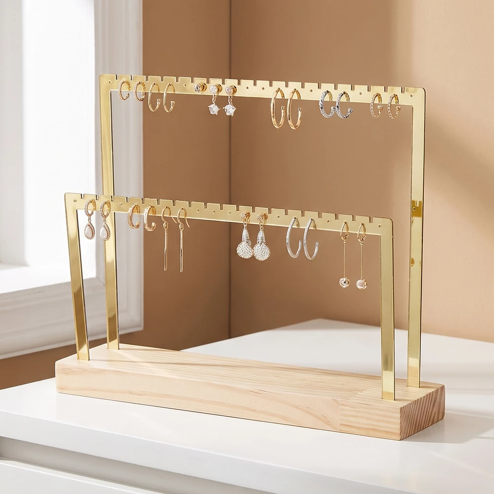Double Rail Two Tier Earring Display Stand